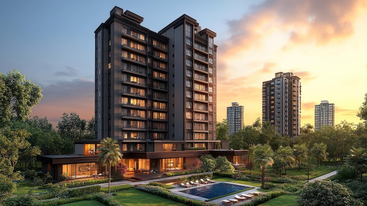 Agarwal Oak residential high rise under construction with 2 and 3 BHK apartments in Upper Govind Nagar Goregaon East